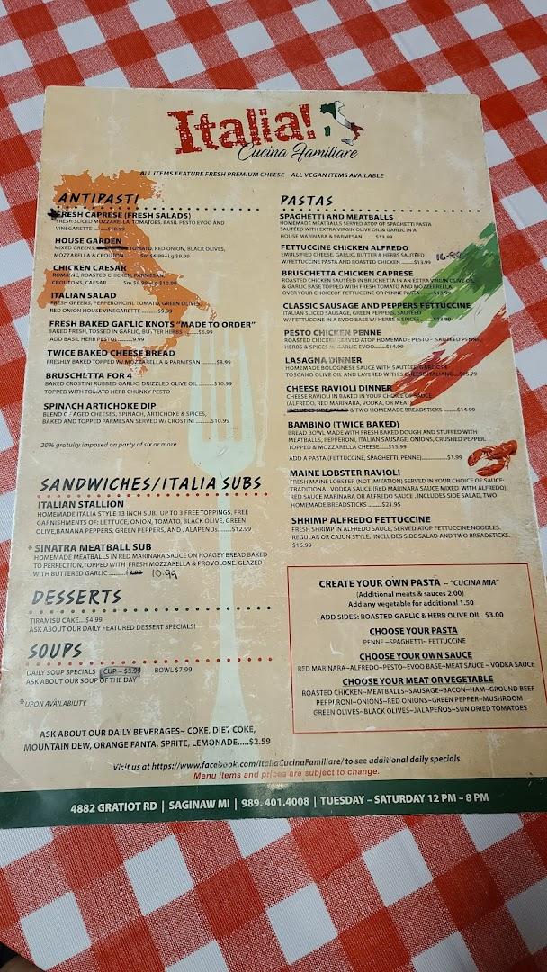 Italia Cucina Familiare Menu image 1